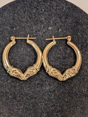 14k Gold Rams Head Hoop Earrings - Aries -   Kissing Rams